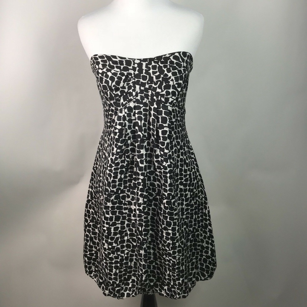 WHBM Giraffe Abstract Print Silk Strapless Dress